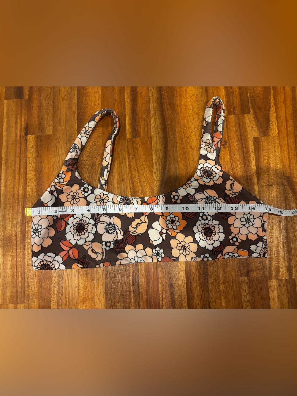 SKATIE Bikini Swimsuit Set Retro Floral Two-Piece Bikini Brown, Cream & Orange M - Picture 10 of 11